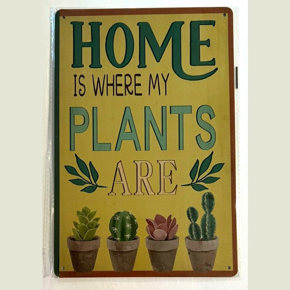 Home Is Where My Plants Are 8" x 12" Vintage Novelty Metal Sign Home & Garden:Home Décor:Plaques & Signs Style Your Walls